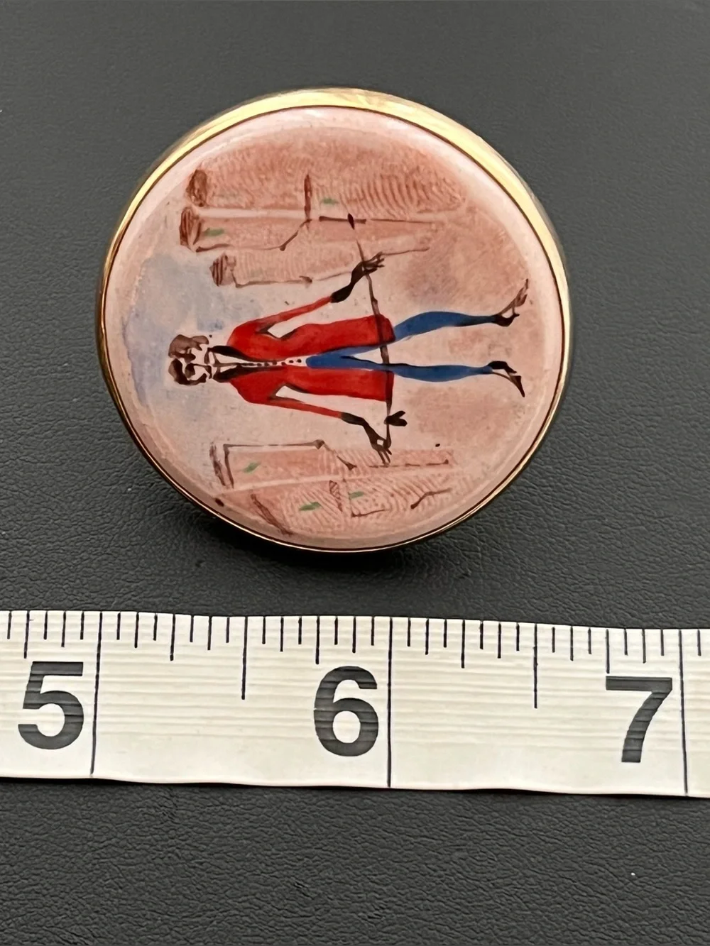 Vintage Italian Porcelain Cufflinks Large Hand Painted Dandy Man